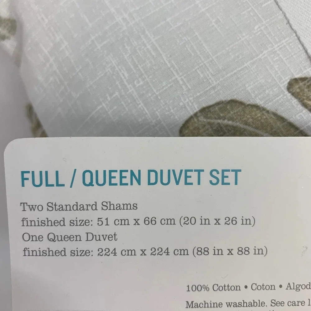 Tommy Bahama Home Full/Queen Duvet Cover Set Green &‎ Beige Leaf Pattern